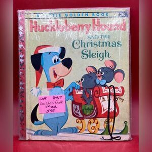 Huckleberry Hound And The Christmas Sleigh 1960 vintage Little Golden Book